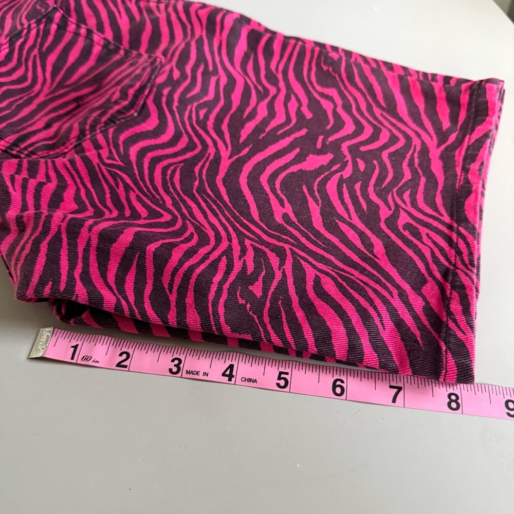 ASOS Pink Zebra print pattern Jean shorts denim slim stretch mens 30 small - Picture 5 of 13
